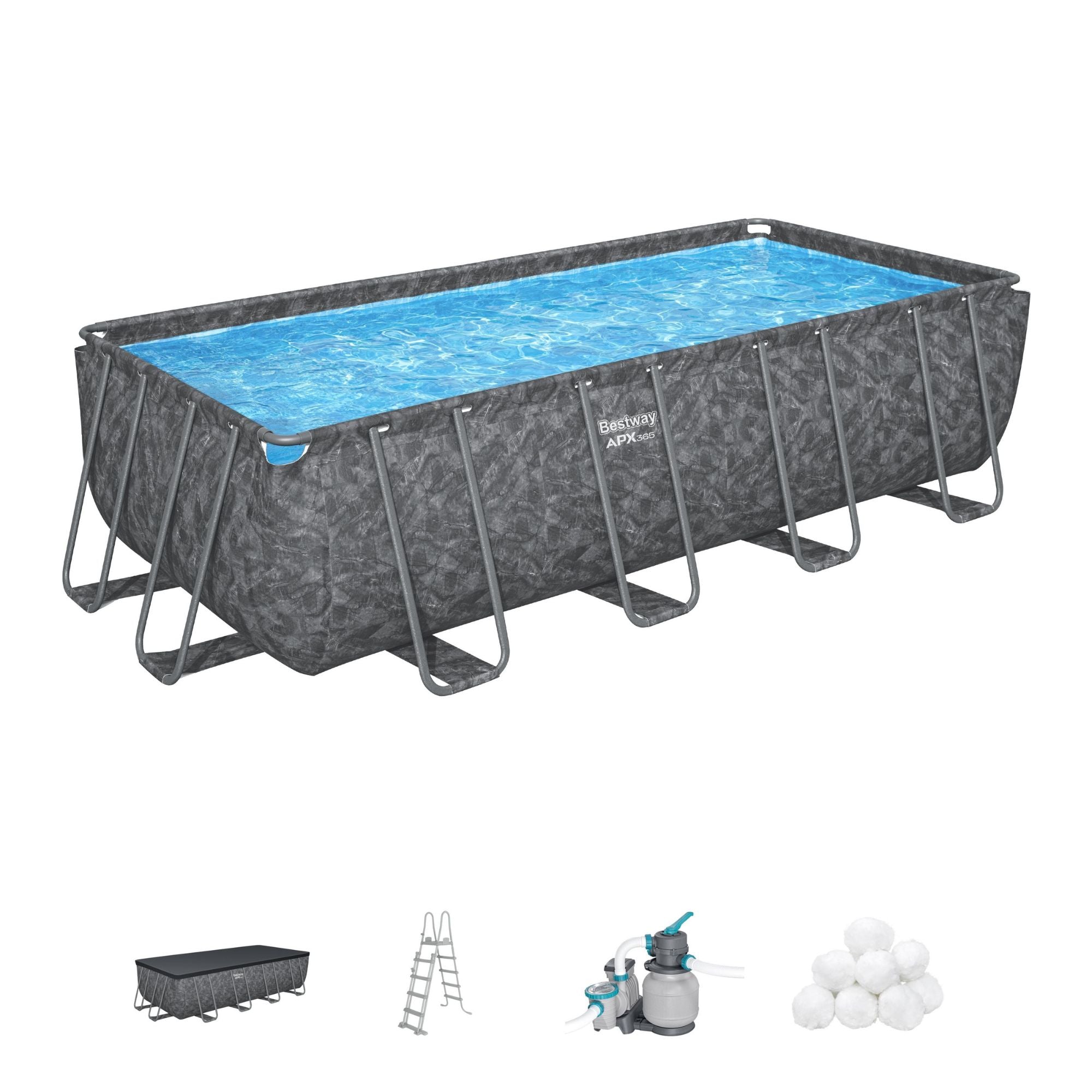 52in Grey Steel Above Ground Pool Set - 18ft x 52in