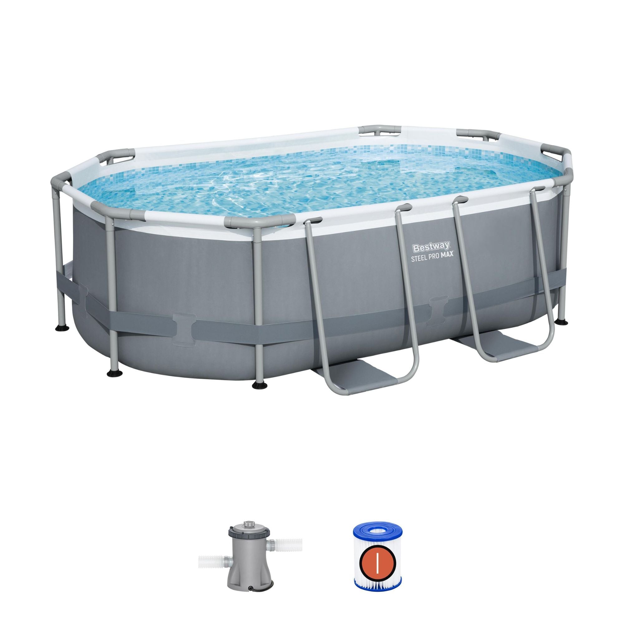 33in Steel Pro MAX Oval Pool - 10ft Dark Grey