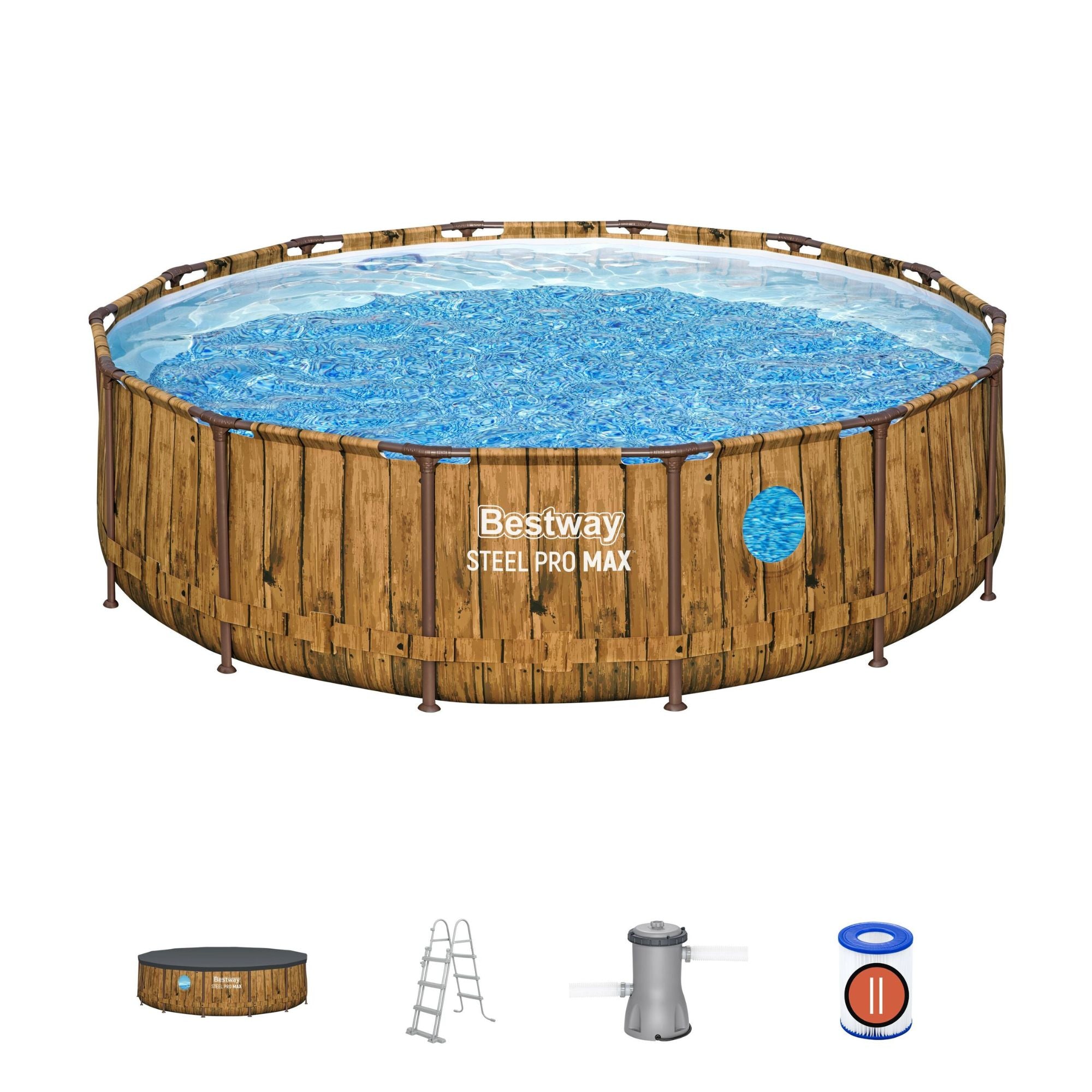 42in Round Steel Frame Above Ground Pool Set, 14ft