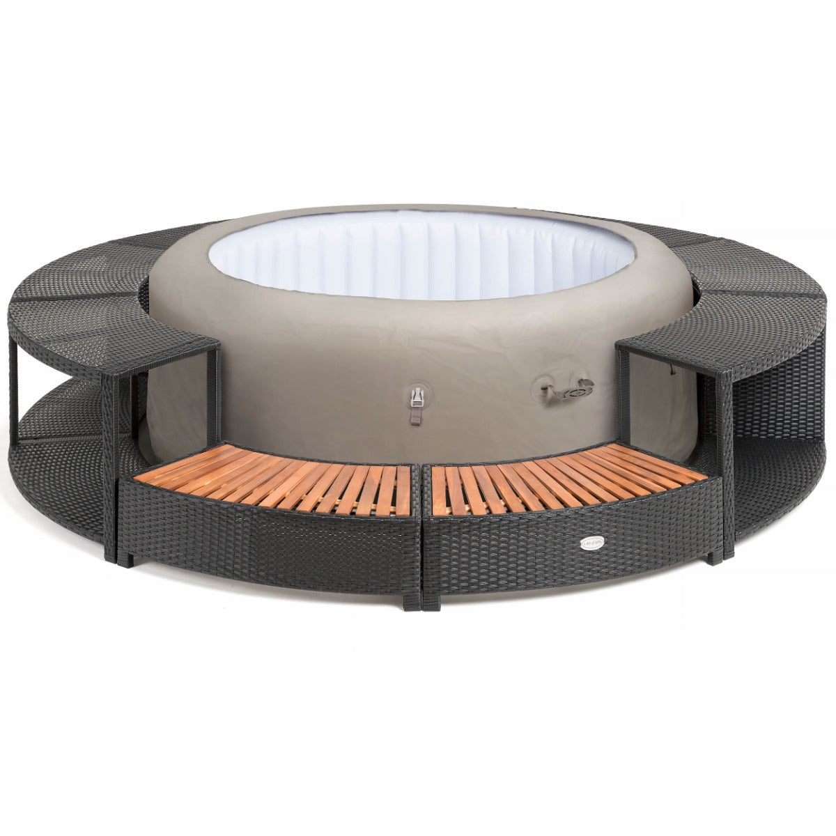 Black Rattan Hot Tub Surround – 200cm Round Design