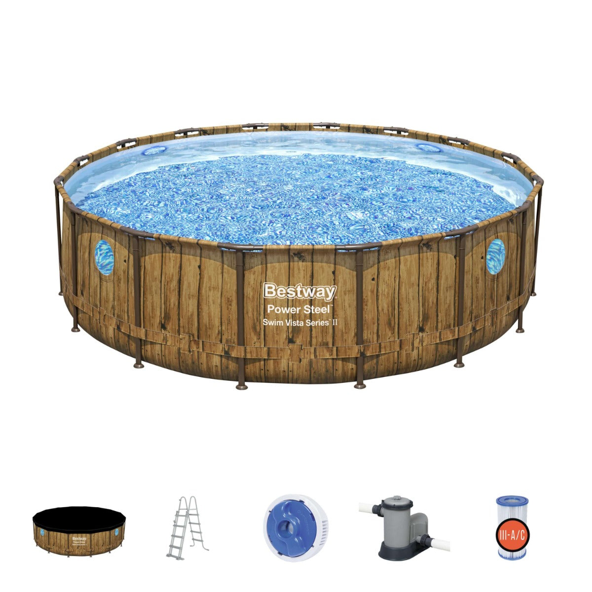 16ft Steel Frame Above Ground Pool with Vista Print Liner