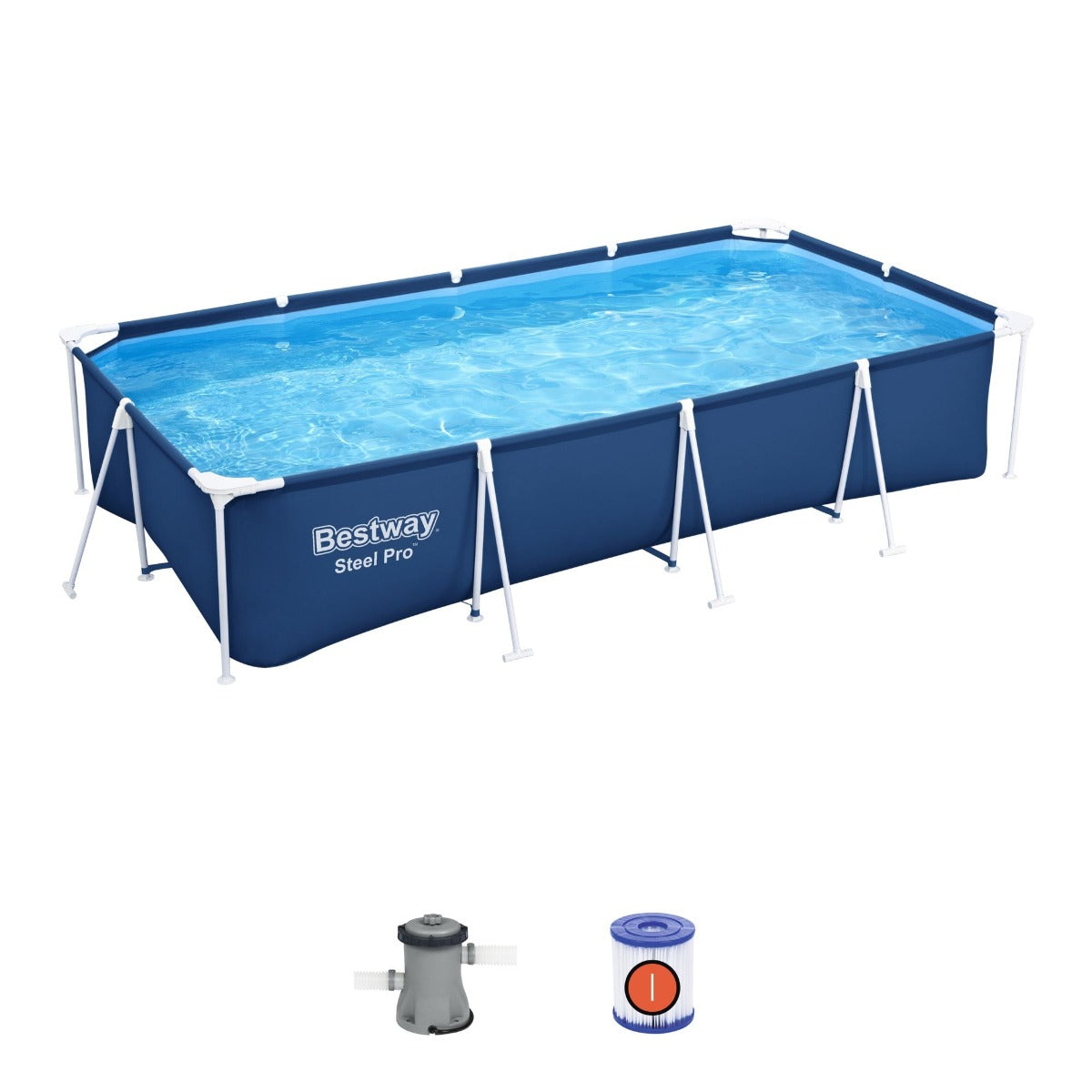 Navy Blue 13ft Steel Pro Above Ground Pool Set