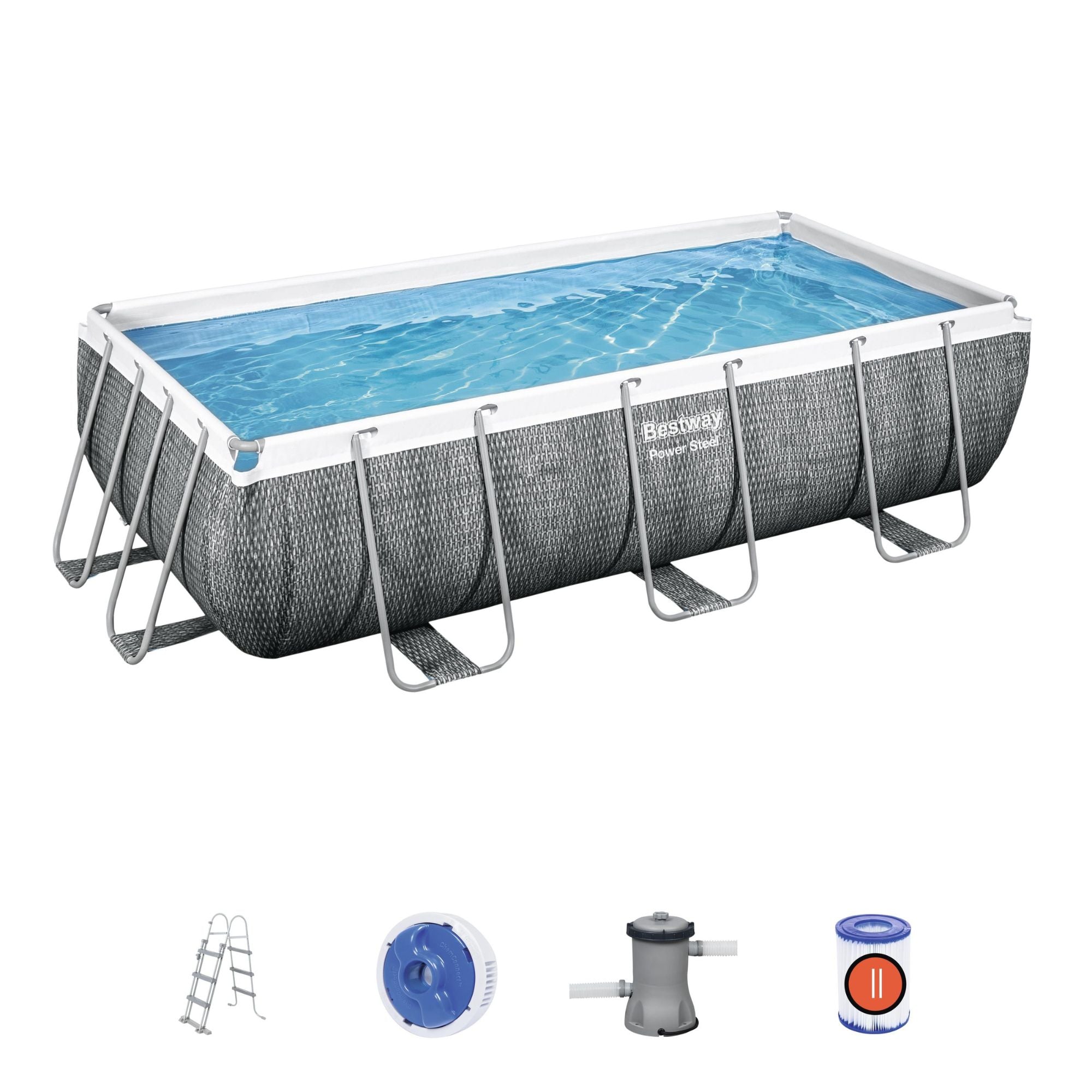 13x7ft Steel Frame Above Ground Pool with Rattan Print